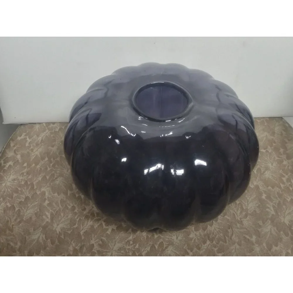 Gunnel Sahlin Vase Ikea Large glass Purple flash paint 1990s Pumpkin shaped 9.5